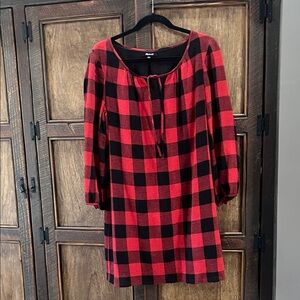 Madewell Red and Black Checkered Top